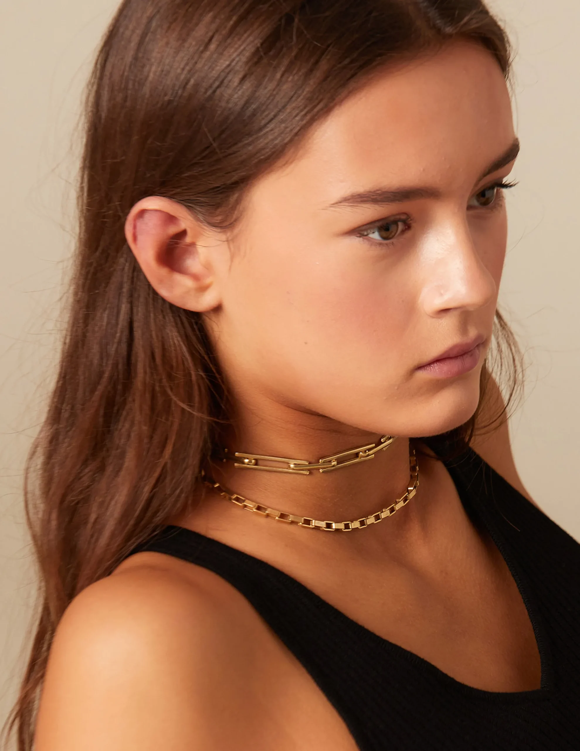 Nicoli Necklaces & Chokers<GOLD RECTANGLE NECKLACE Dorados