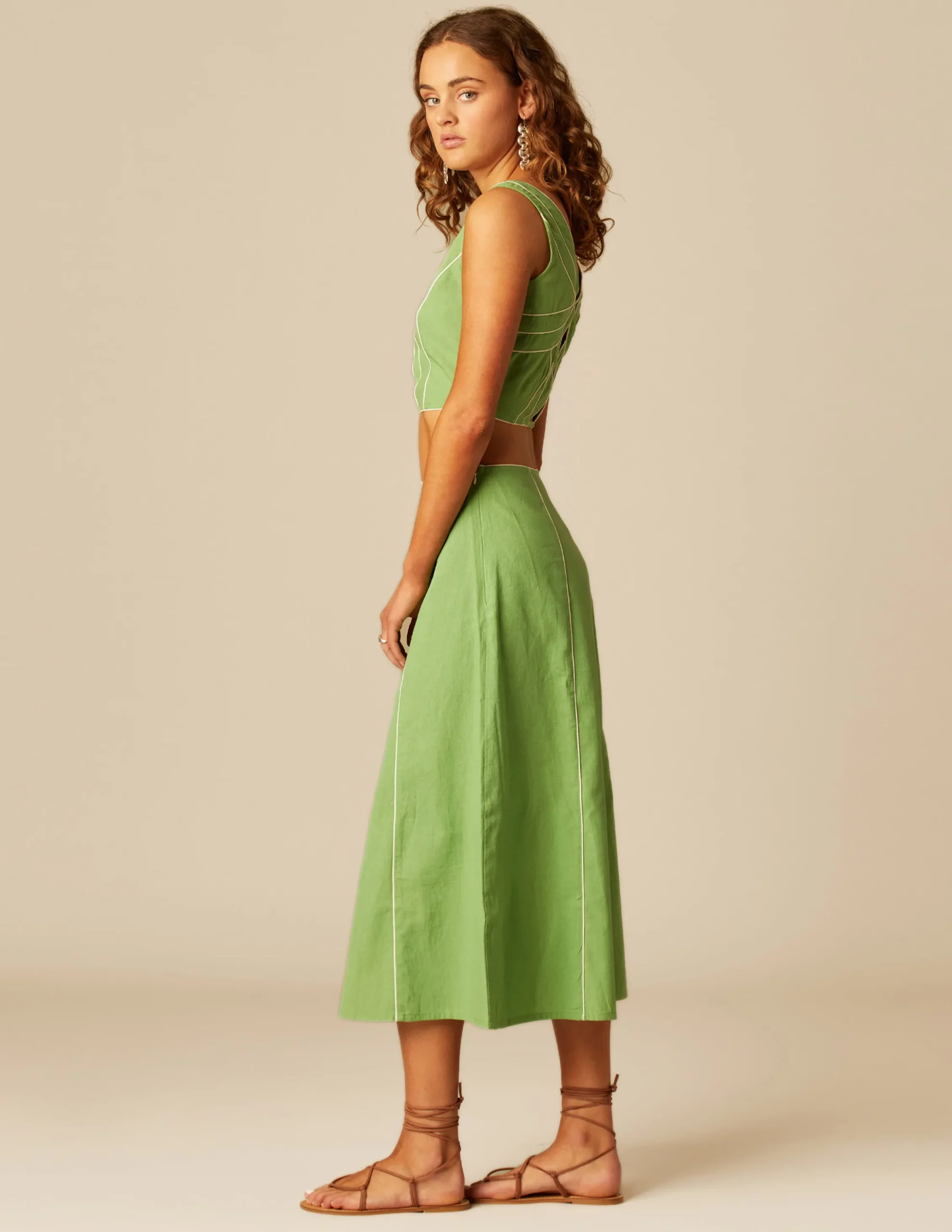 Nicoli Skirts<GREEN CONTRAST SKIRT Verdes