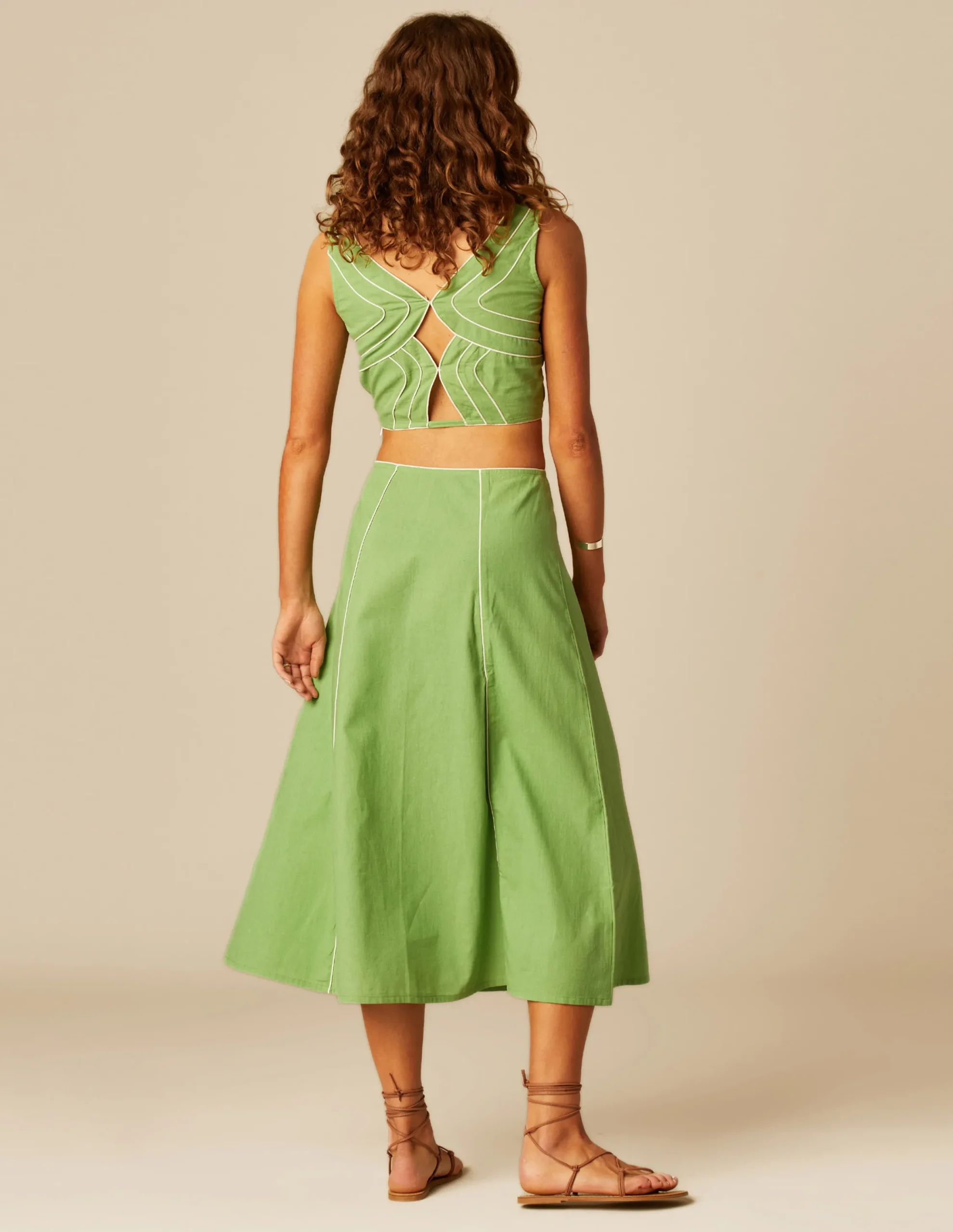 Nicoli Skirts<GREEN CONTRAST SKIRT Verdes