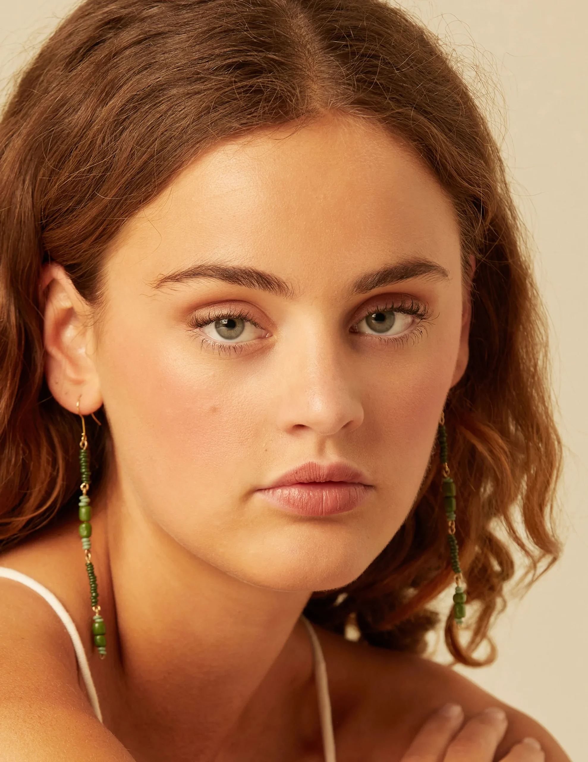 Nicoli Earrings<GREEN EARRINGS Verdes oscuros