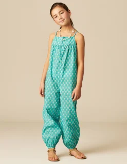 Nicoli Jumpsuits<GREEN FLORAL JUMPSUIT Verde turquesa