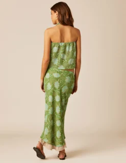Nicoli Skirts<GREEN FLOWER PRINT SKIRT Verdes