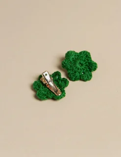 Nicoli Hair Accesories|Hair accessories<GREEN HAIR CLIPS Crudos
