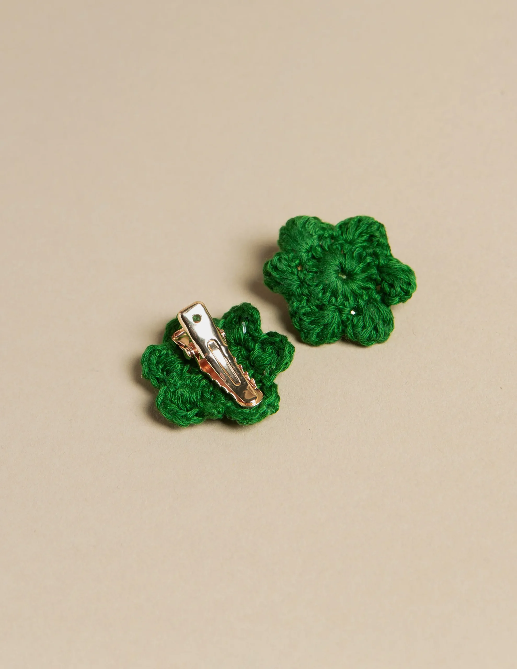 Nicoli Hair Accesories|Hair accessories<GREEN HAIR CLIPS Crudos