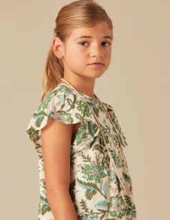 Nicoli Dresses<GREEN LUREX FLORAL DRESS Verdes