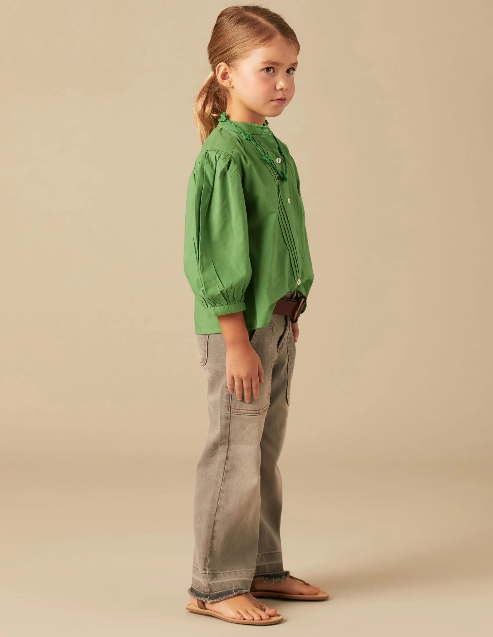 Nicoli Shirts<GREEN PIN-TUCK SHIRT Verdes