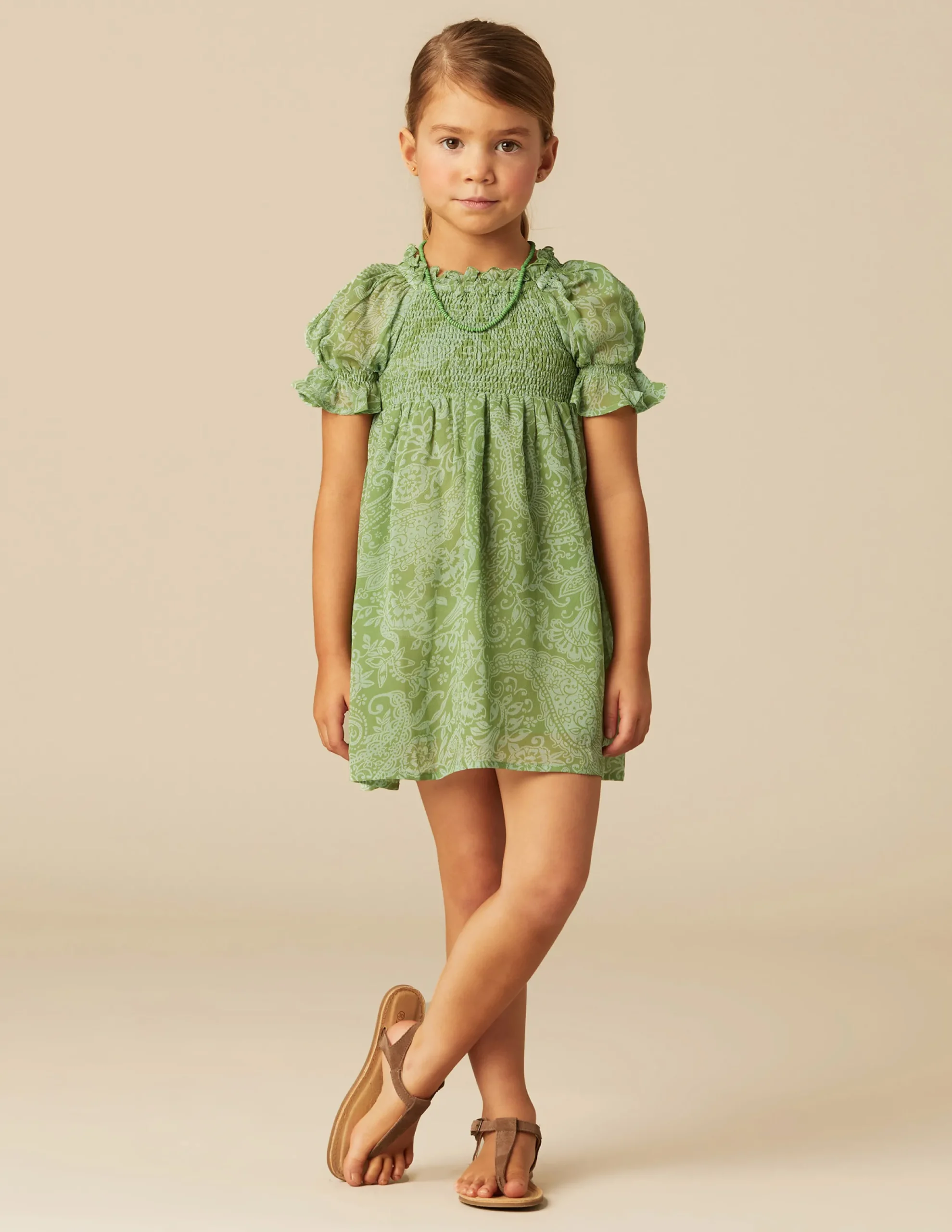 Nicoli Dresses<GREEN PRINT DRESS Verdes