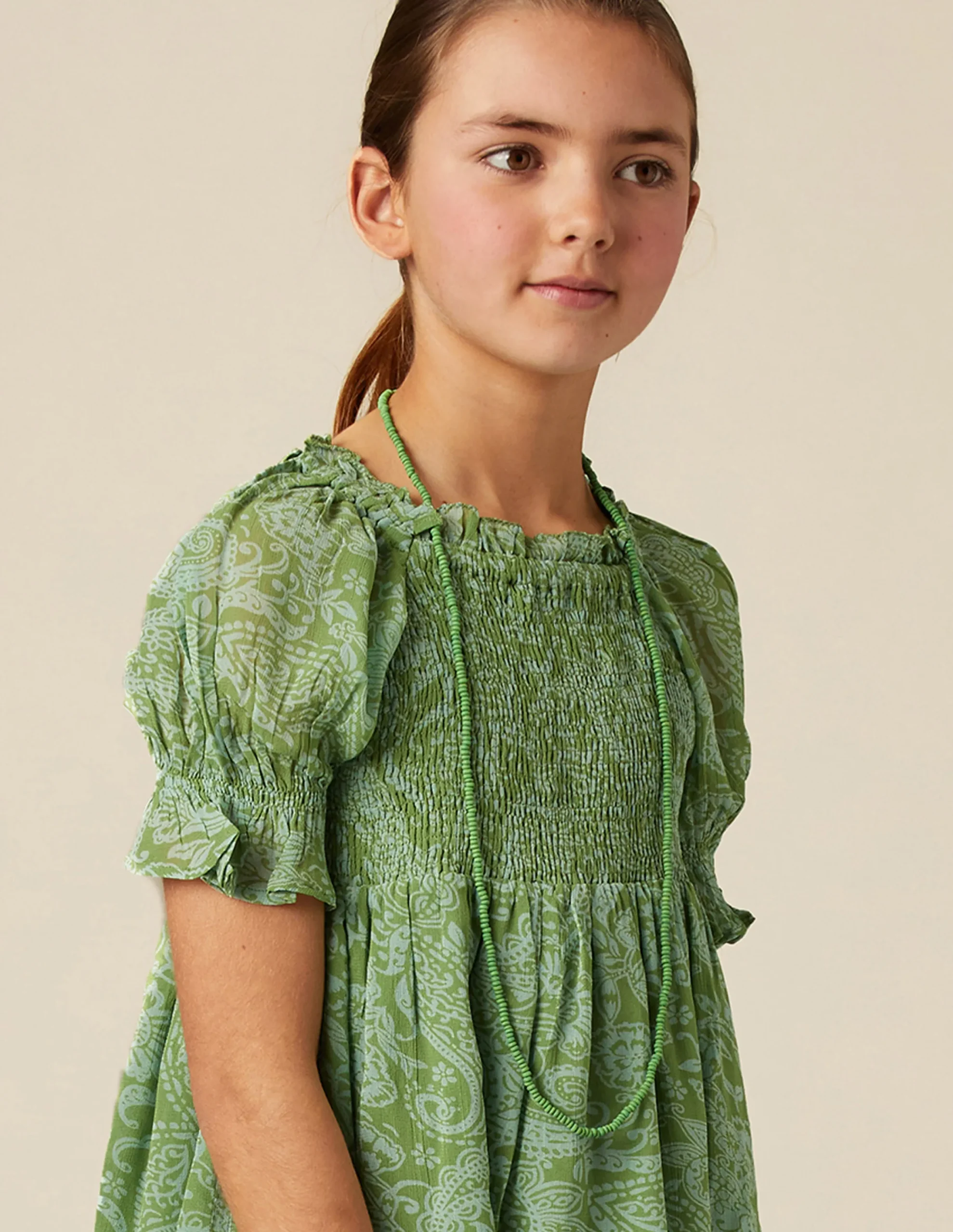 Nicoli Dresses<GREEN PRINT DRESS Verdes