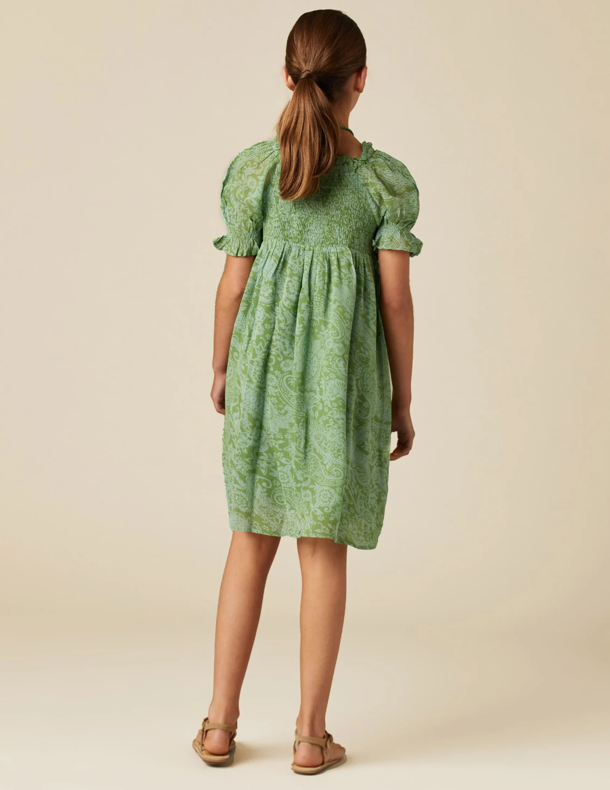 Nicoli Dresses<GREEN PRINT DRESS Verdes