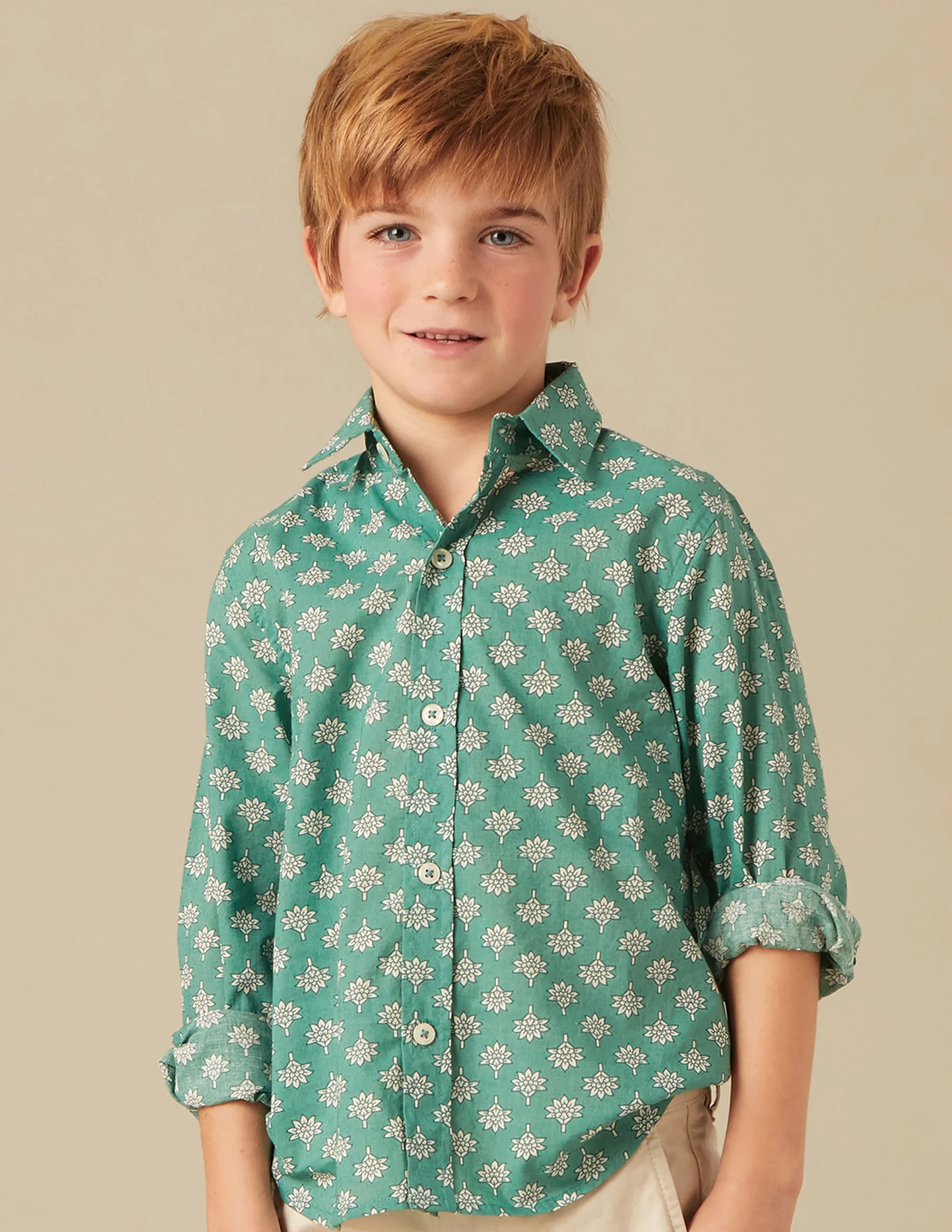 Nicoli Shirts<GREEN PRINT SHIRT Azules claros
