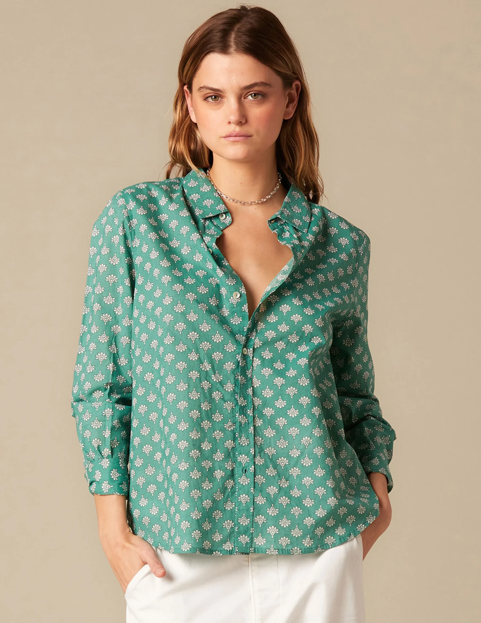 Nicoli Shirts & Blouses<GREEN PRINT SHIRT Azules claros