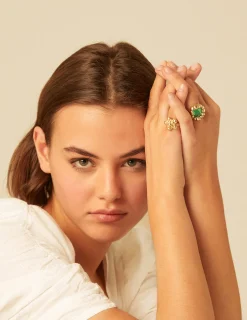 Nicoli Rings<GREEN STONE RING Verdes