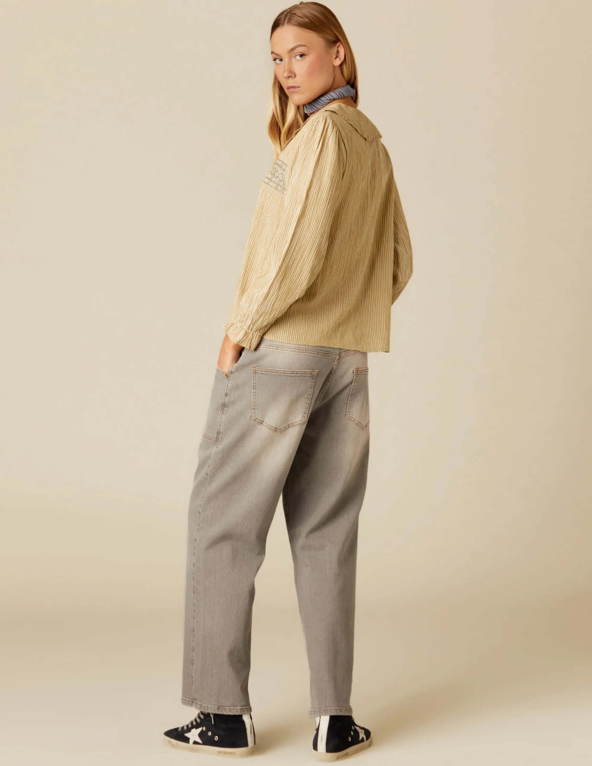 Nicoli Trousers|Denim<GREY STITCHED JEANS Grises
