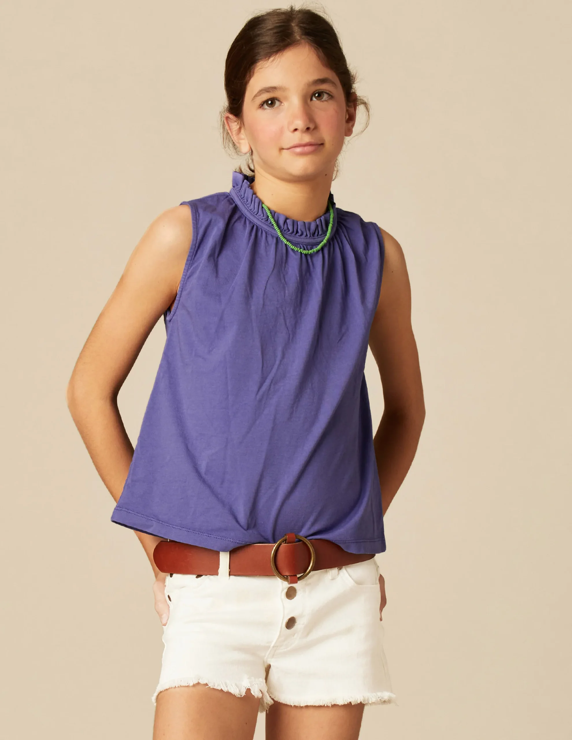 Nicoli T-shirts<INDIGO RUFFLE NECK T-SHIRT Blancos