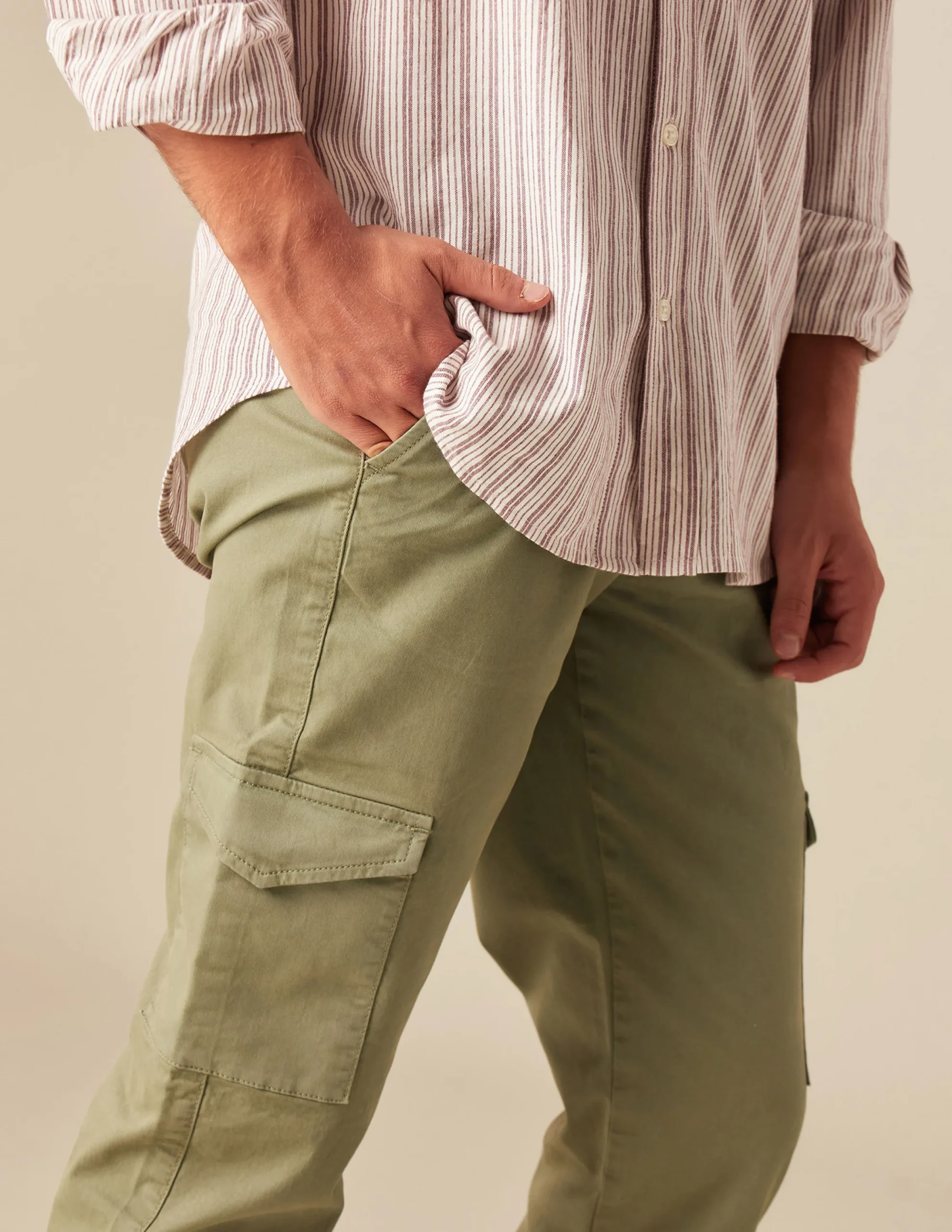 Nicoli Trousers<KHAKI CARGO TROUSERS Verde caza