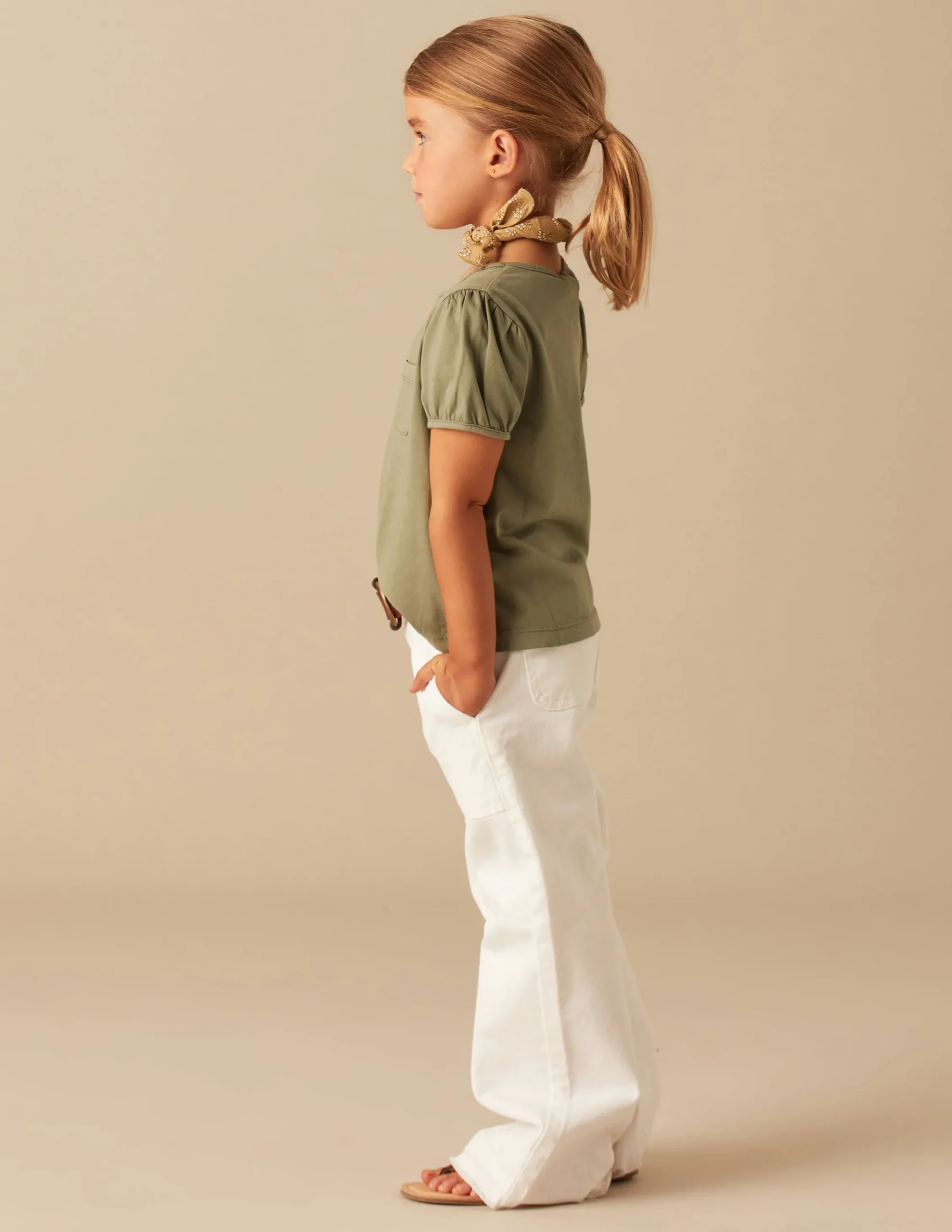 Nicoli T-shirts<KHAKI SHORT-SLEEVED T-SHIRT Blancos