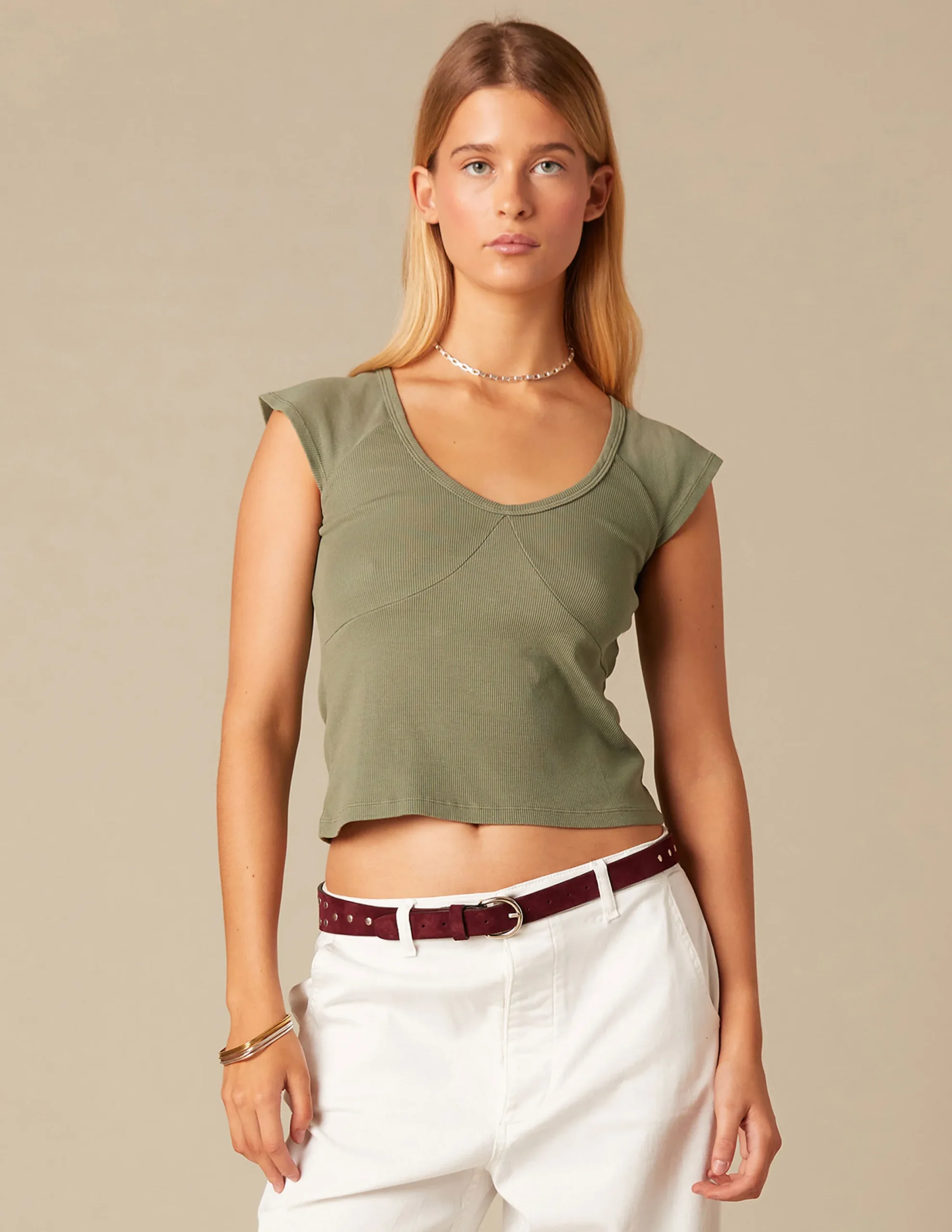 Nicoli T-shirts<KHAKI T-SHIRT Blancos