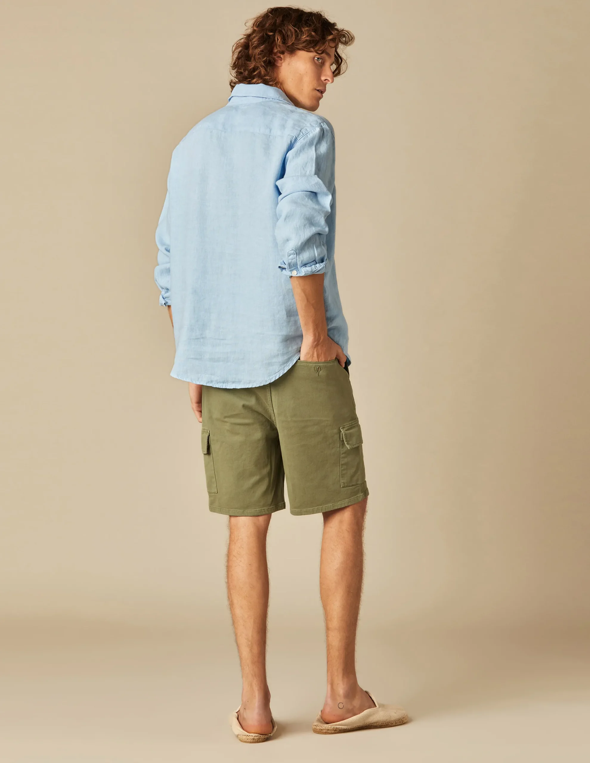 Nicoli Shirts<LIGHT BLUE LINEN POLO SHIRT Blancos