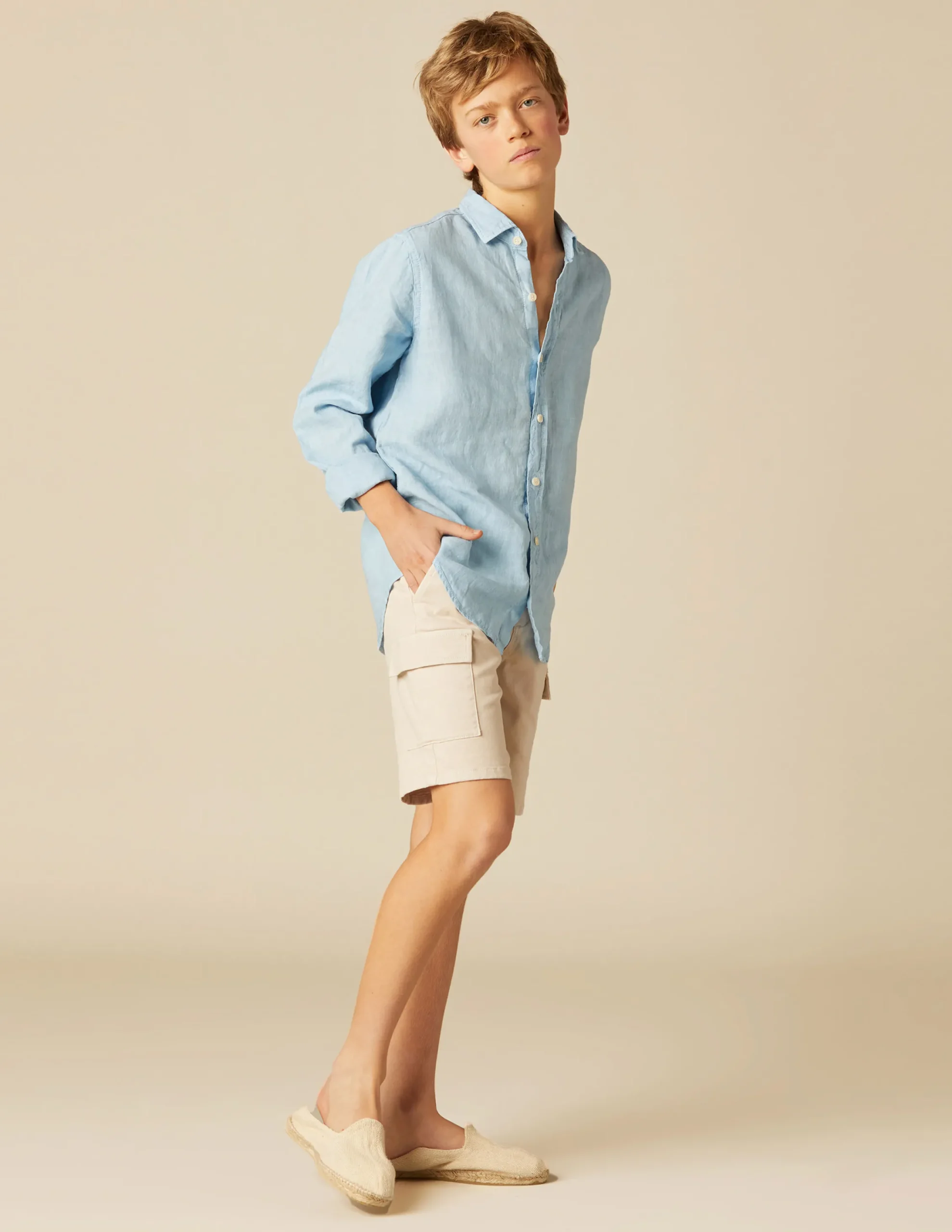 Nicoli Shirts<LIGHT BLUE LINEN SHIRT Blancos