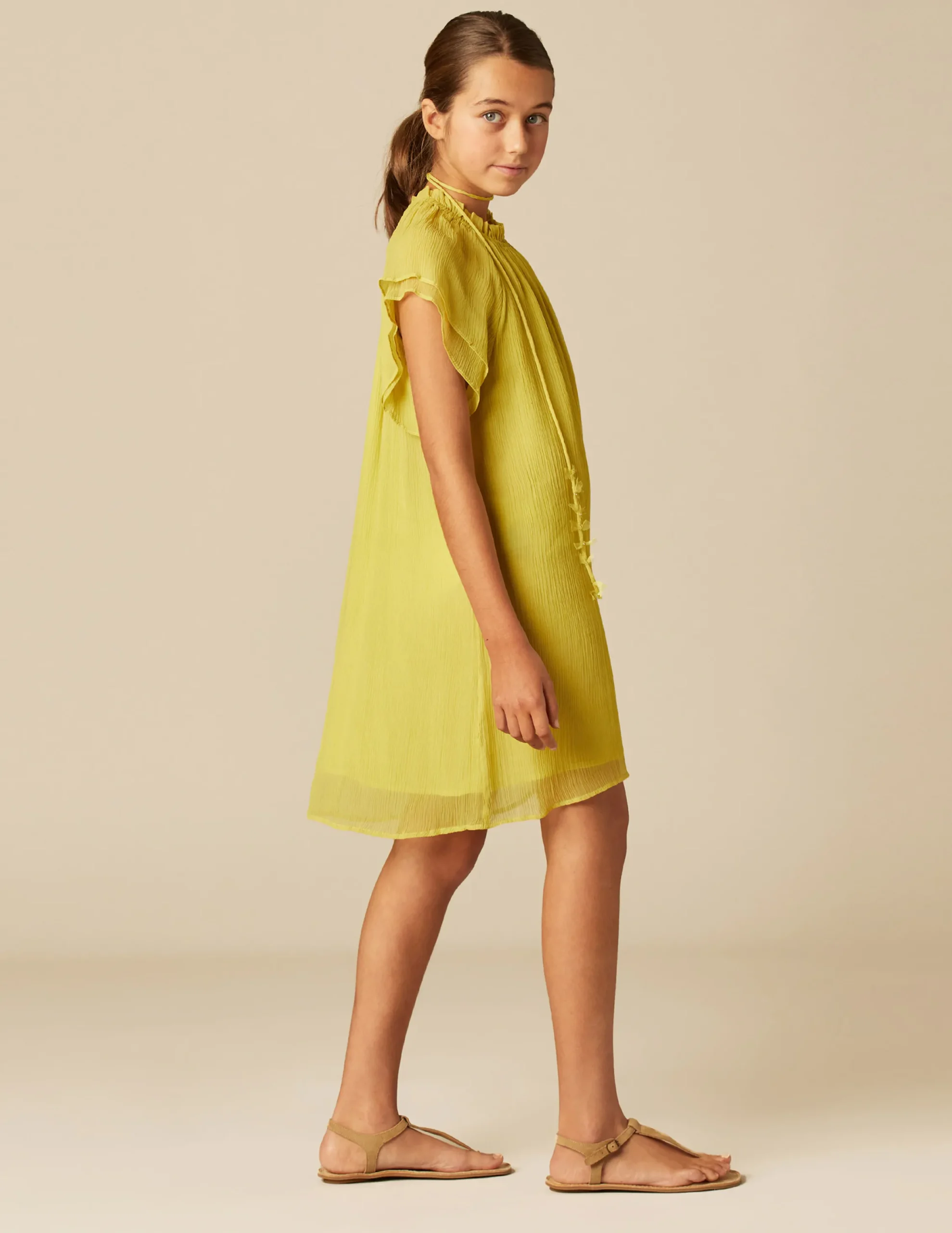 Nicoli Dresses<LIME CHIFFON DRESS Verdes