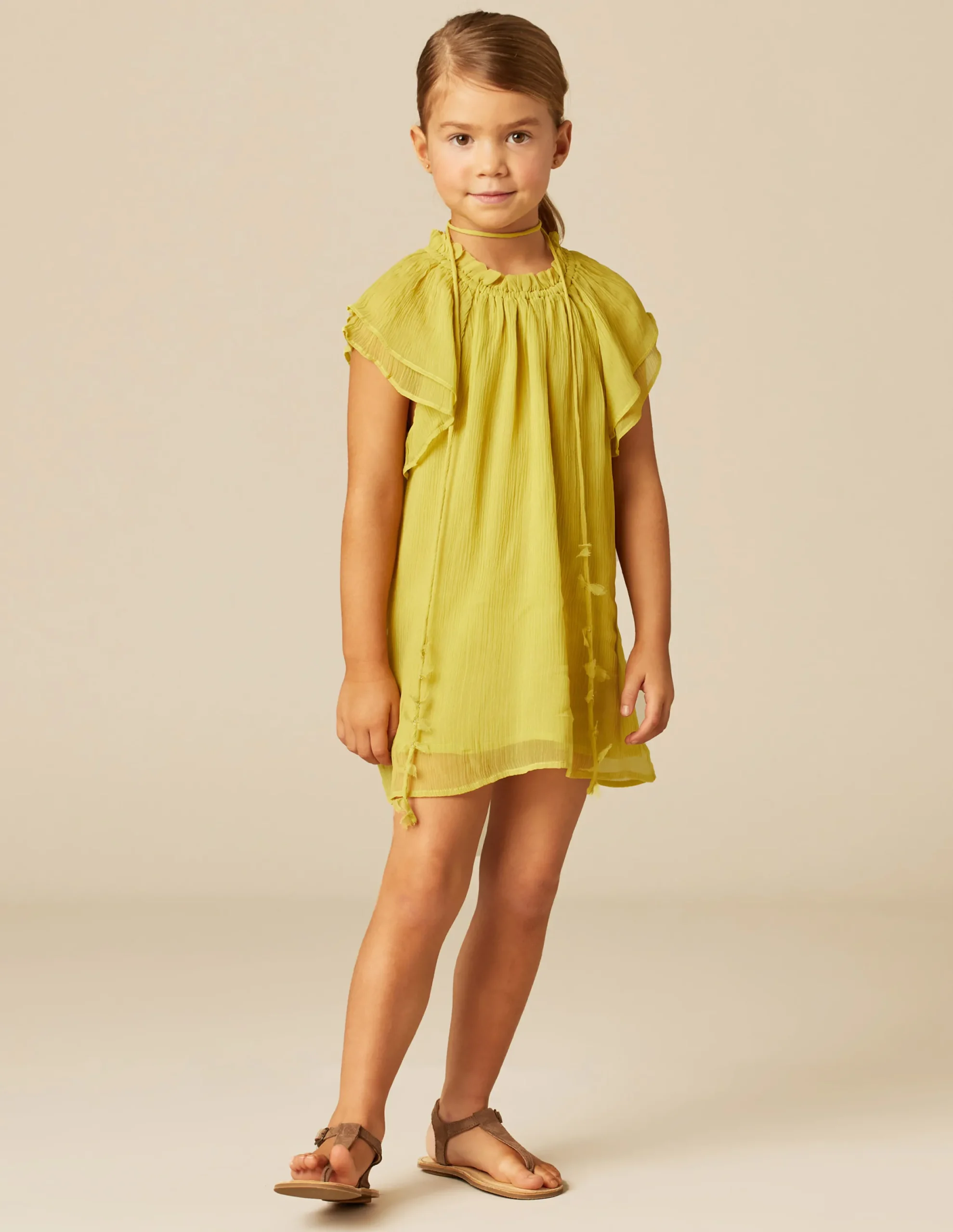 Nicoli Dresses<LIME CHIFFON DRESS Verdes
