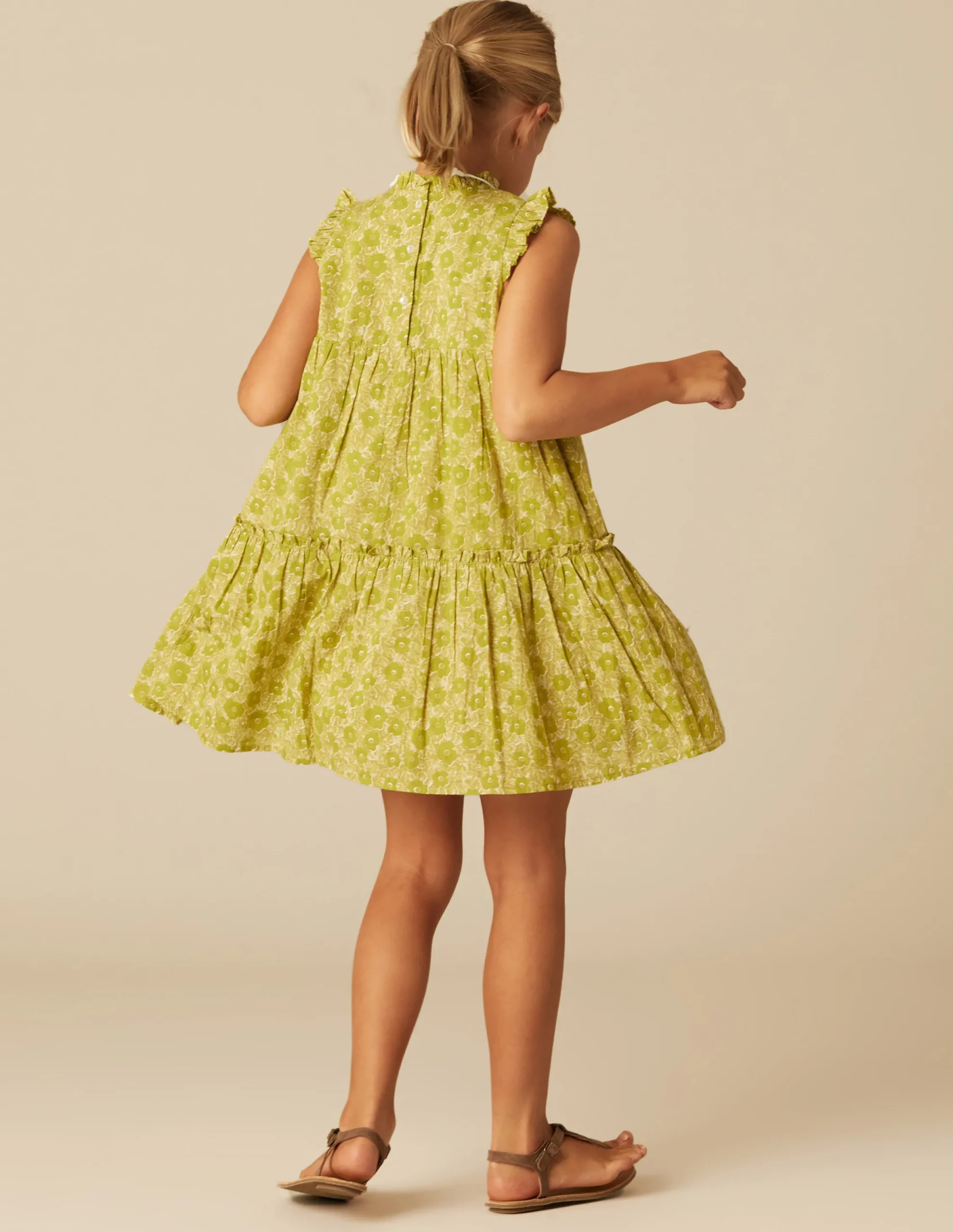 Nicoli Dresses<LIME FLOWER PRINT DRESS Amarillos