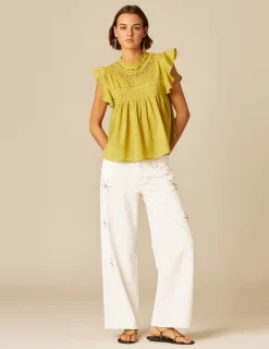 Nicoli Shirts & Blouses<LIME LACE SHIRT Amarillos