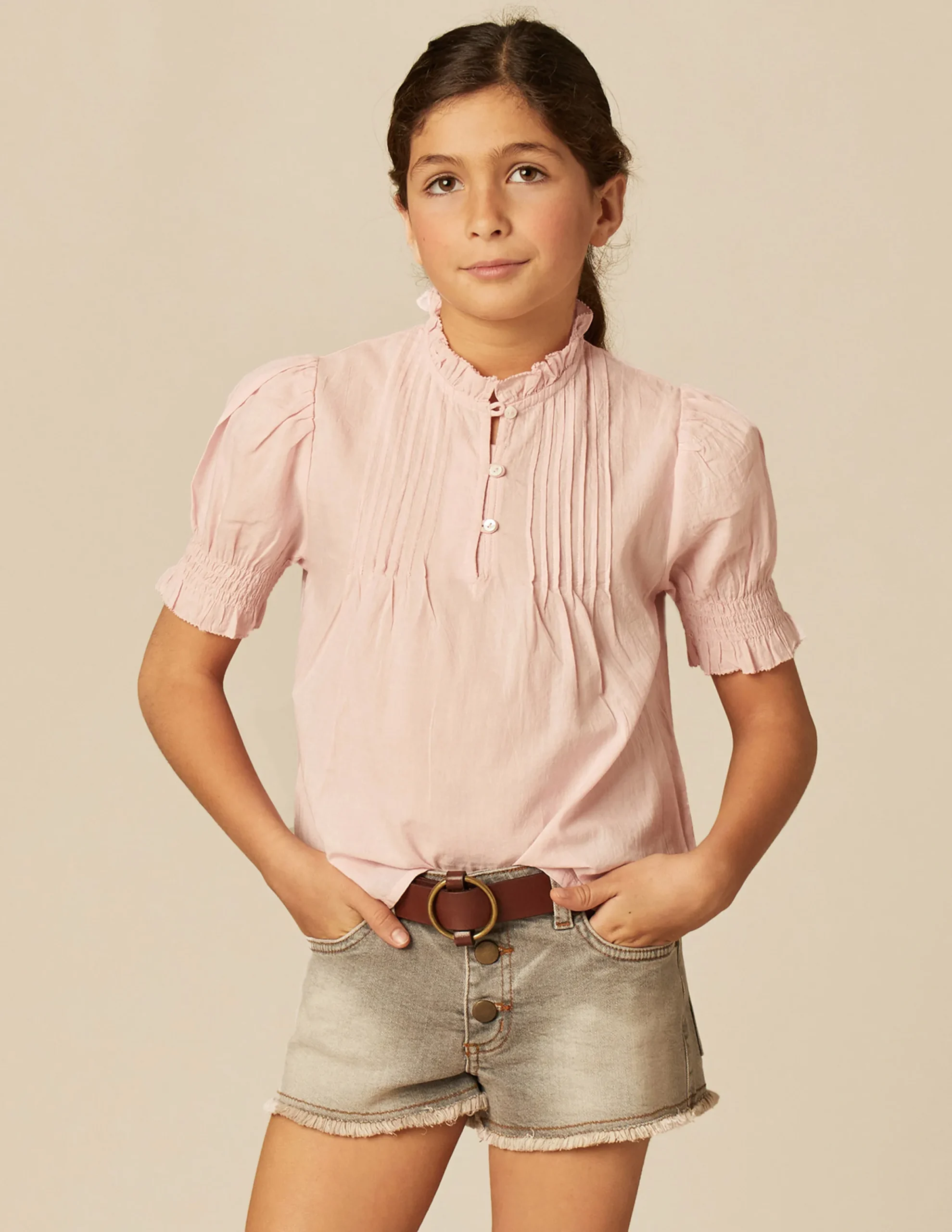 Nicoli Shirts<PINK PIN-TUCK SHIRT Azules claros