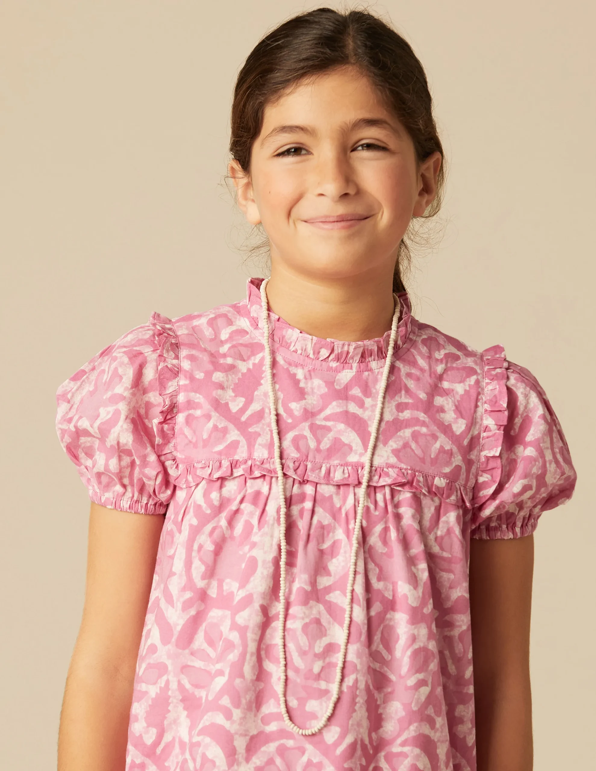Nicoli Dresses<PINK PRINTED DRESS Rosas