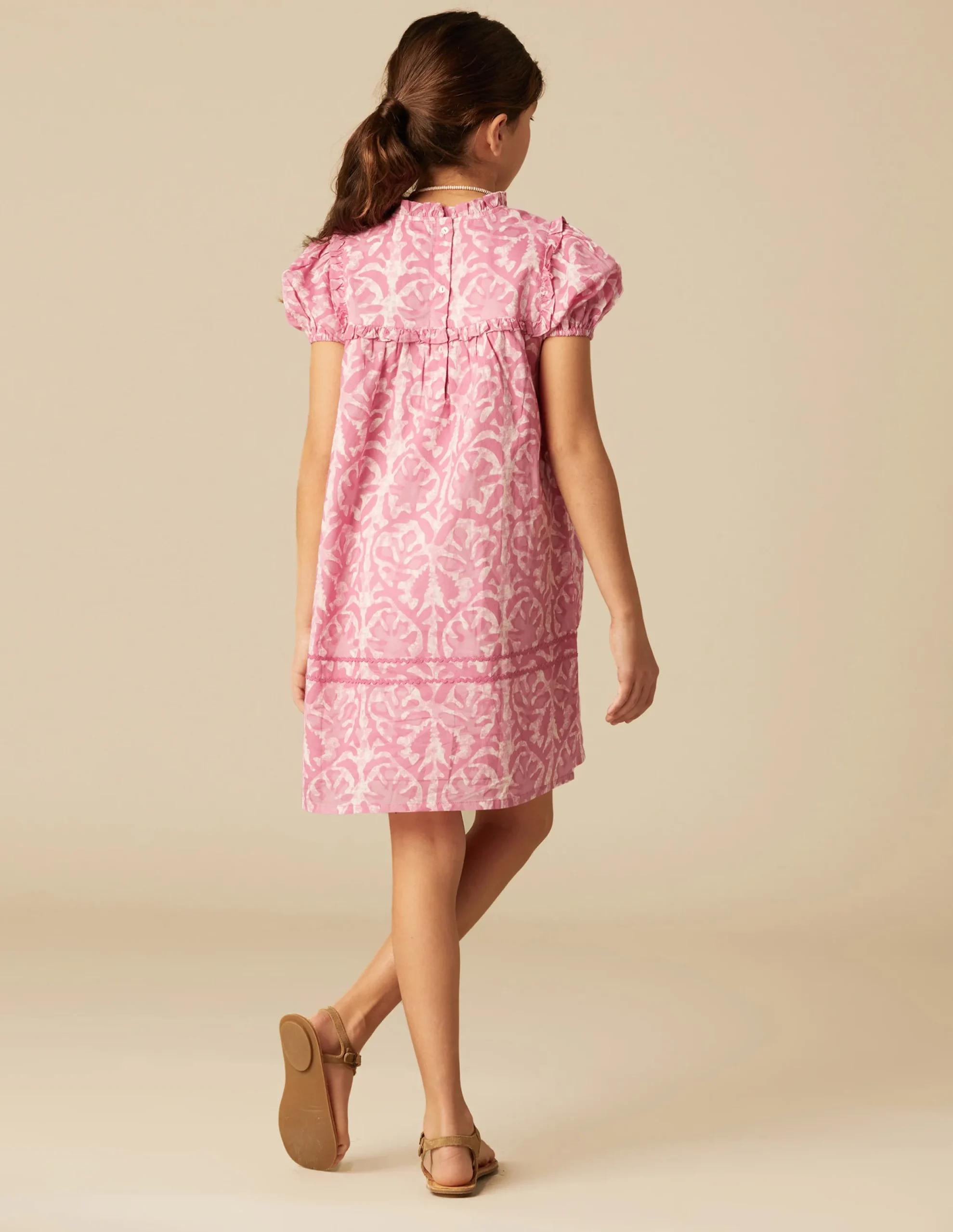 Nicoli Dresses<PINK PRINTED DRESS Rosas