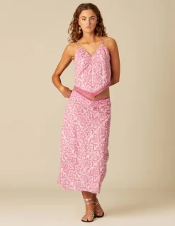 Nicoli Skirts<PINK PRINTED SKIRT Rosas