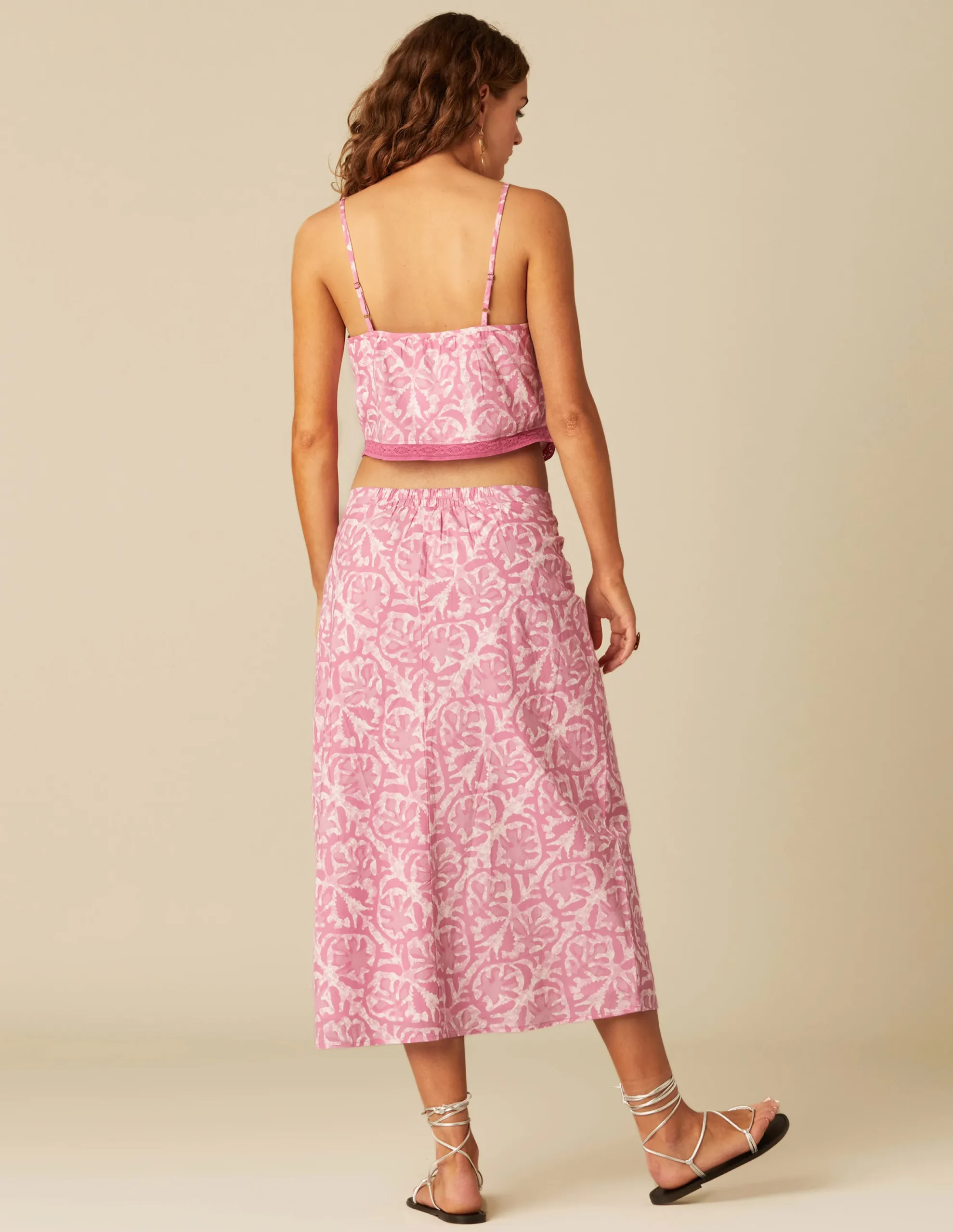 Nicoli Skirts<PINK PRINTED SKIRT Rosas