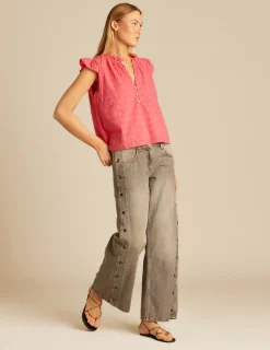 Nicoli Shirts & Blouses<PINK RUFFLE SHIRT Fresa