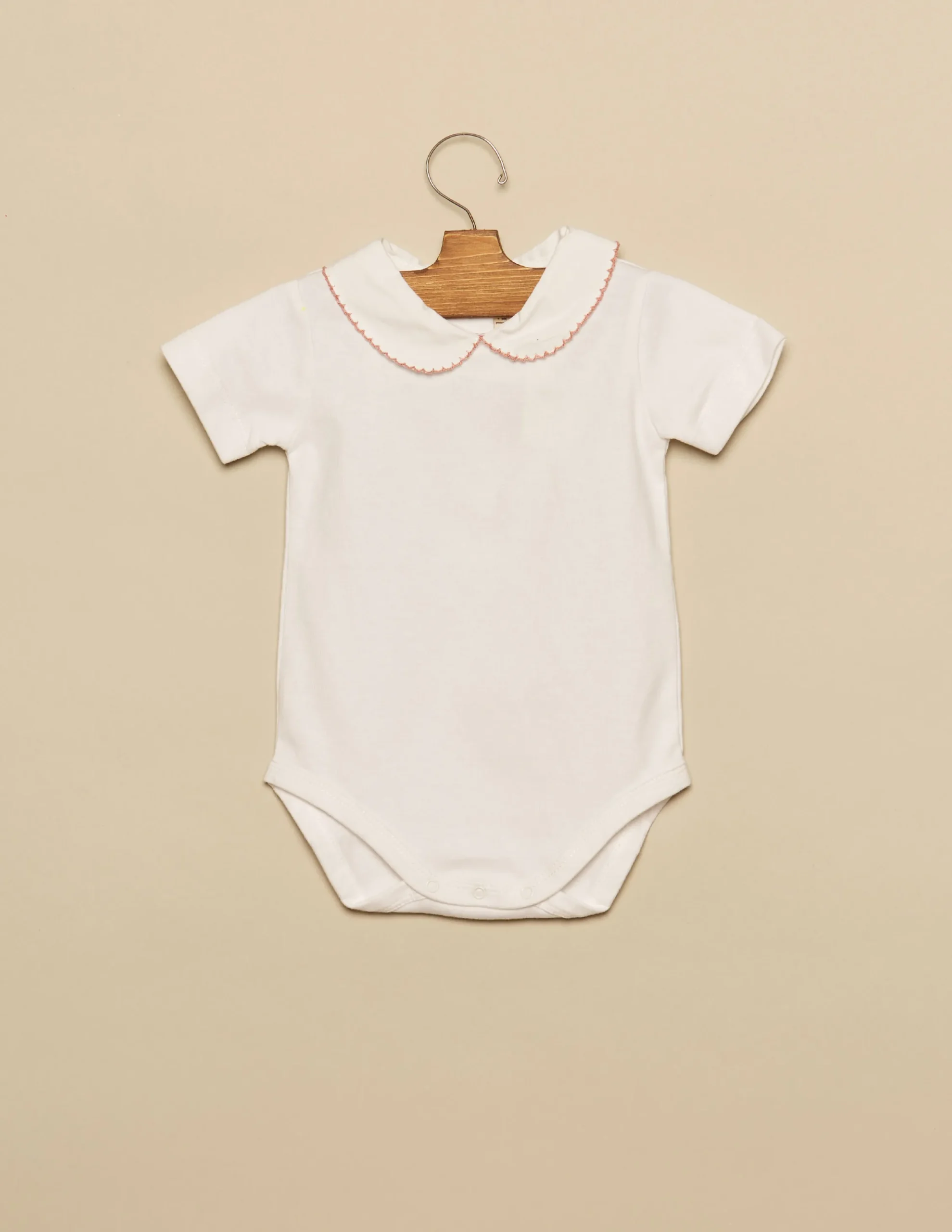 Nicoli Bodies<PINK STITCHED COLLAR BODYSUIT Rosas