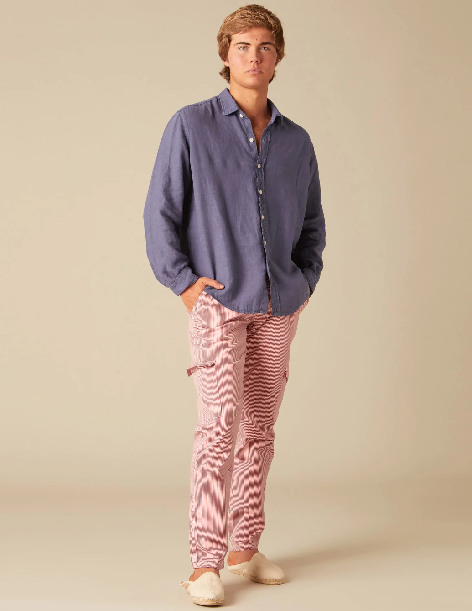 Nicoli Trousers<RED STRIPED CARGO TROUSERS Azules
