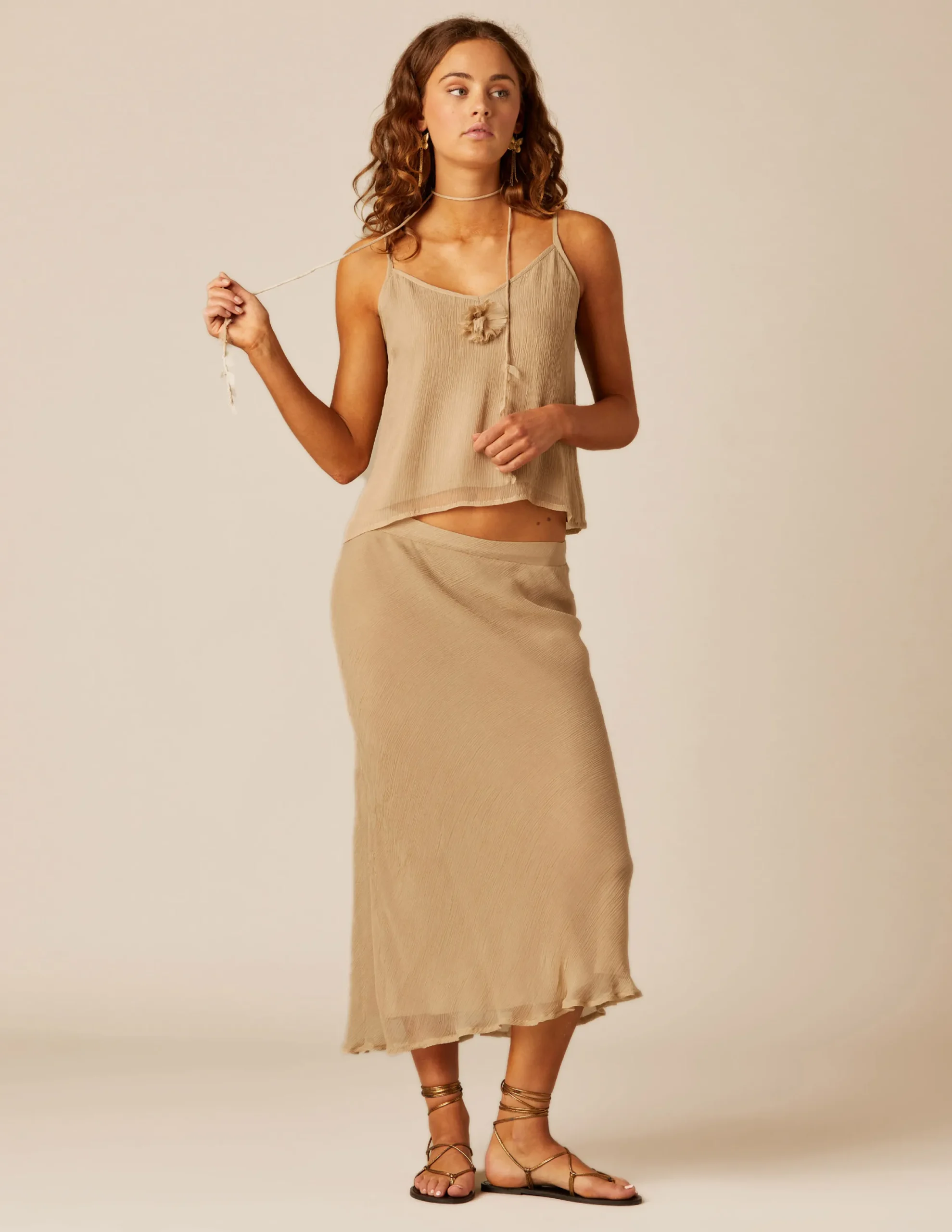 Nicoli Tops<SAND CHIFFON TOP Fresa