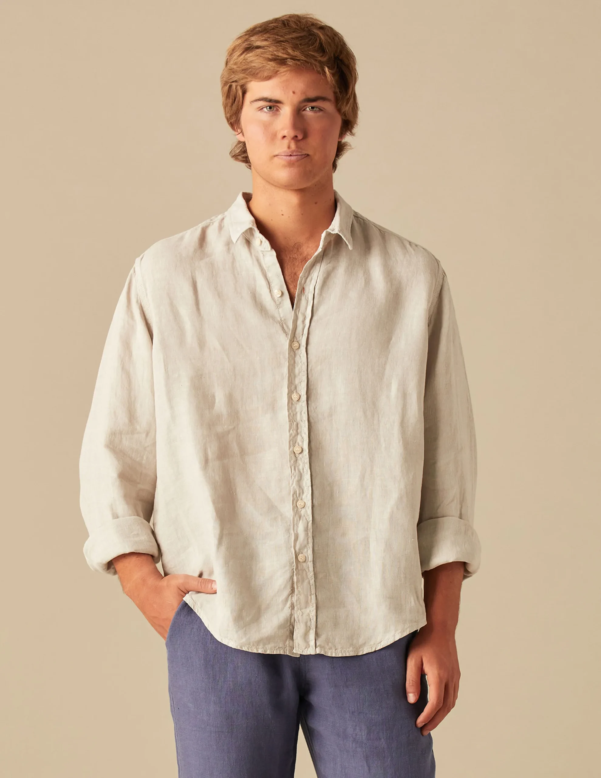 Nicoli Shirts<SAND LINEN SHIRT Blancos