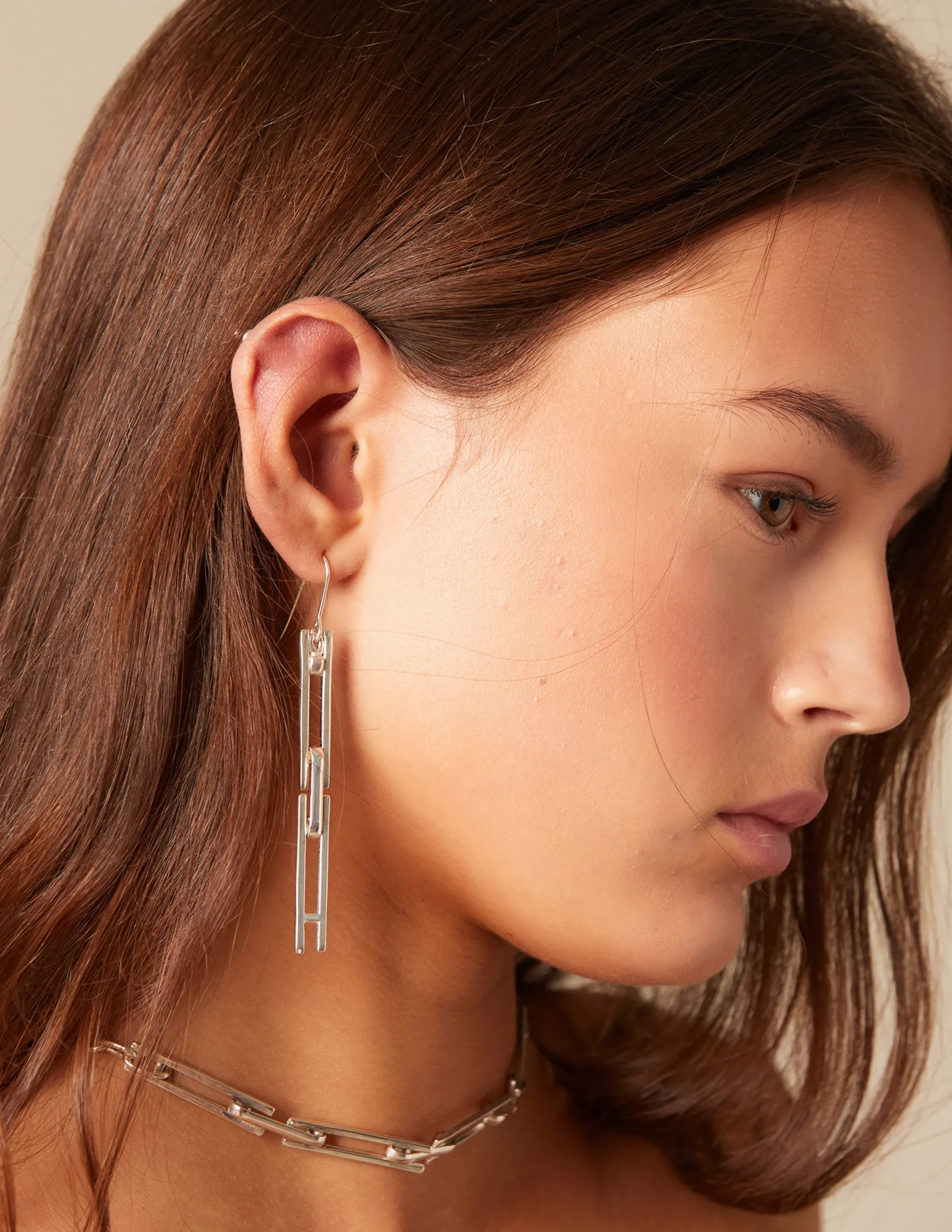 Nicoli Earrings<SILVER 'H' EARRINGS Dorados