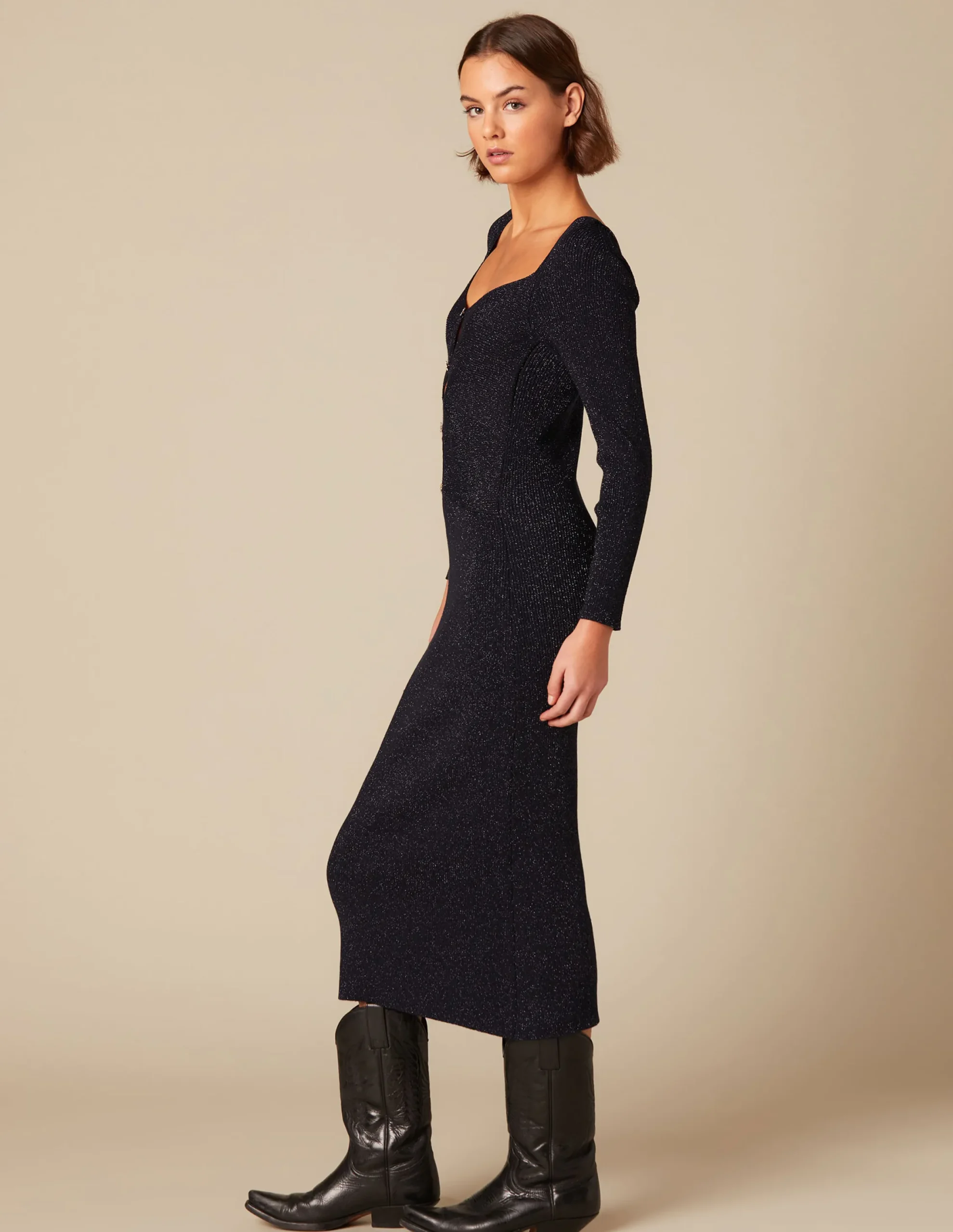 Nicoli Dresses<SPARKLY BLUE DRESS WITH FLOWER BUTTONS Azules
