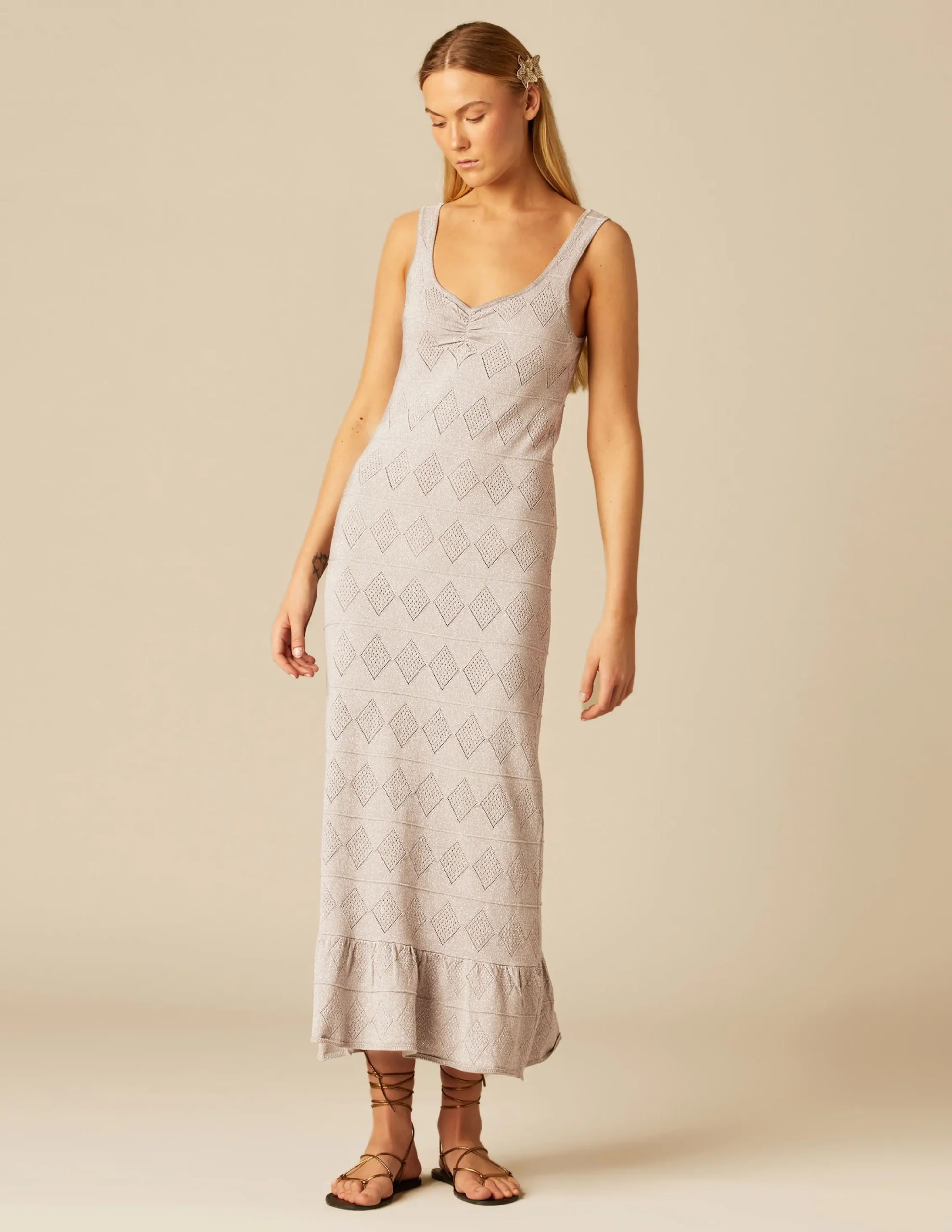 Nicoli Dresses<SPARKLY SILVER DRESS Metalizados