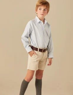 Nicoli Shirts<STRIPED OXFORD SHIRT Azules claros