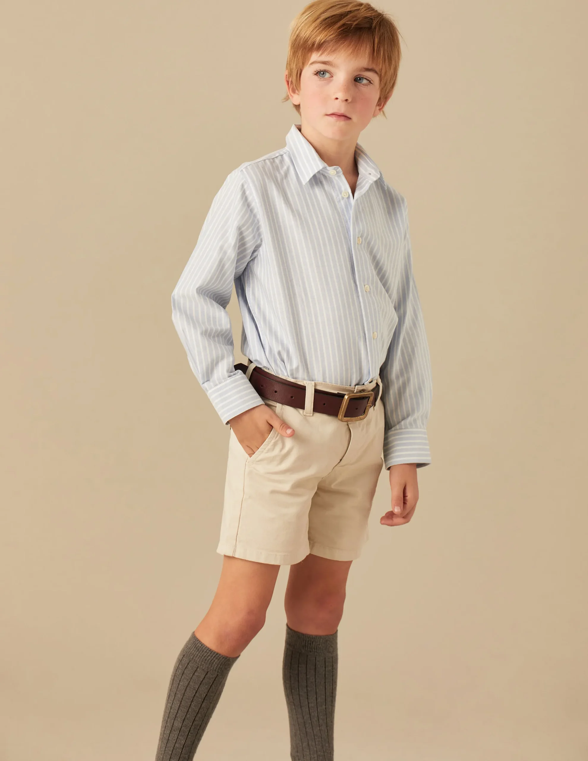 Nicoli Shirts<STRIPED OXFORD SHIRT Azules claros