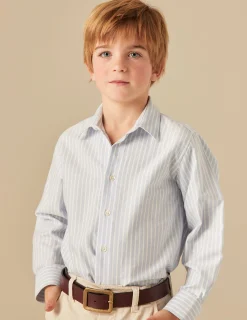 Nicoli Shirts<STRIPED OXFORD SHIRT Azules claros