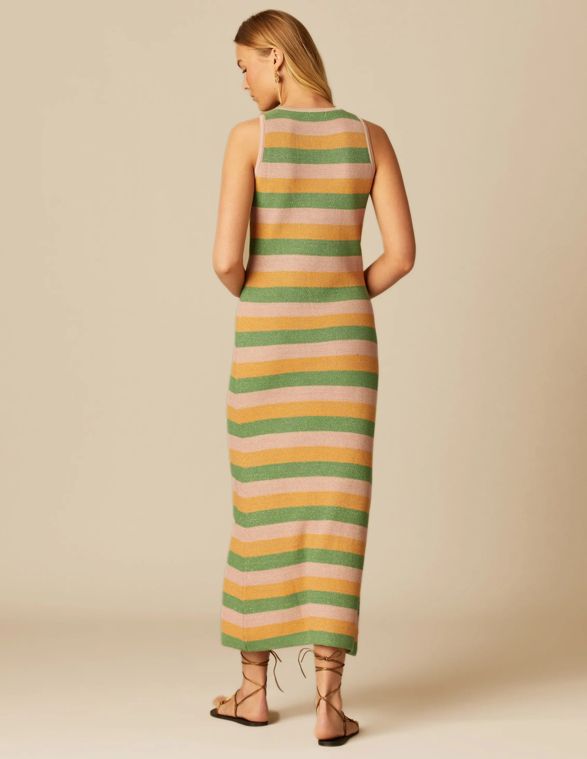 Nicoli Dresses<STRIPED YARN DRESS Crudos