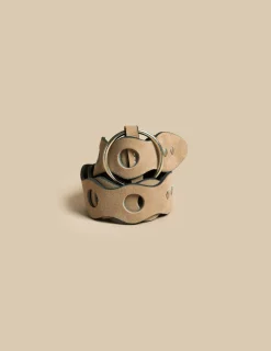Nicoli Belts<TAUPE RETRO SUEDE BELT Grises antracitas