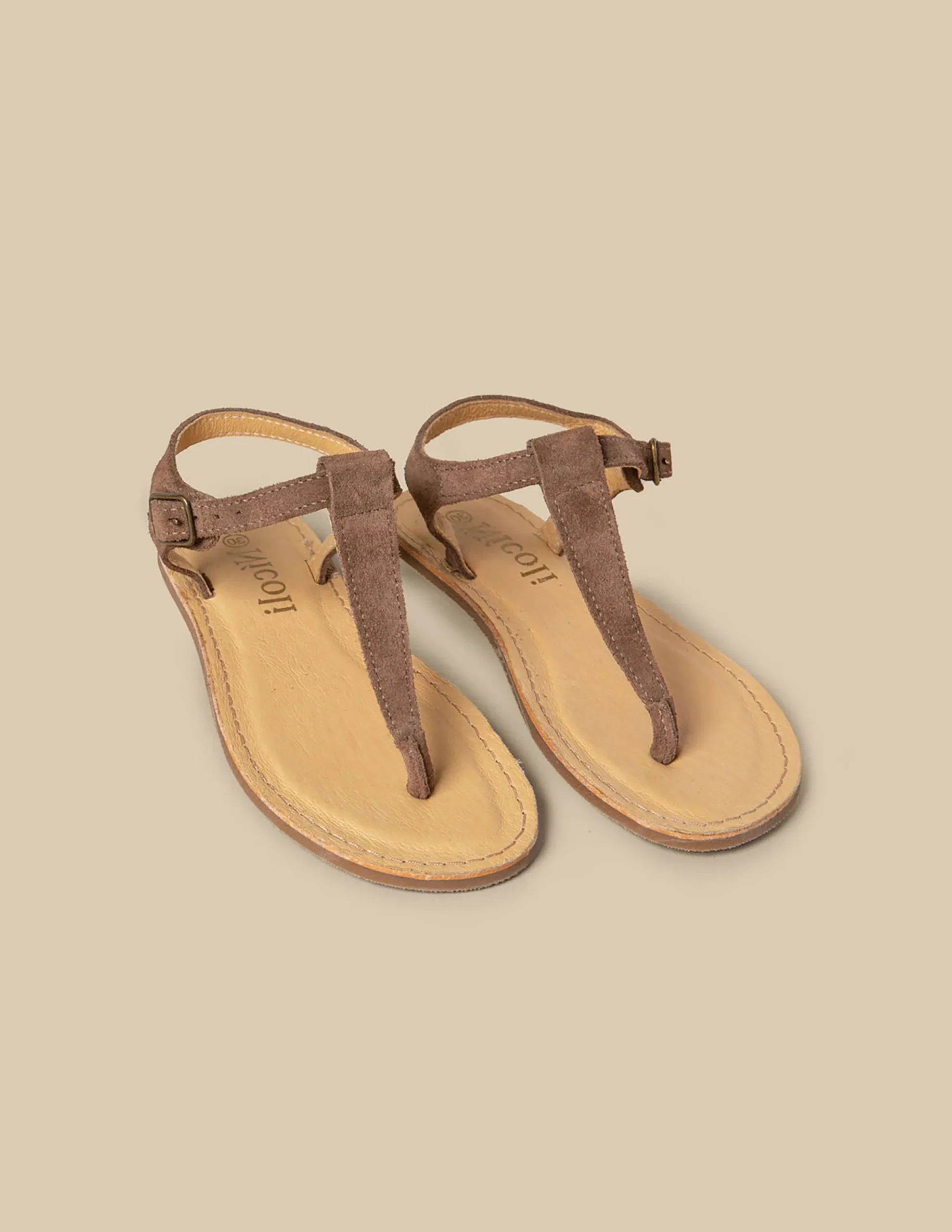 Nicoli Shoes<TAUPE SUEDE SANDALS Topo