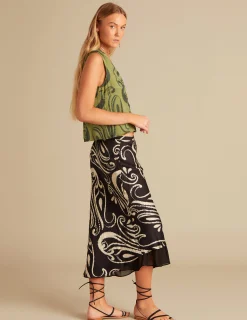 Nicoli Skirts<TWO-TONE BLACK SKIRT Negros