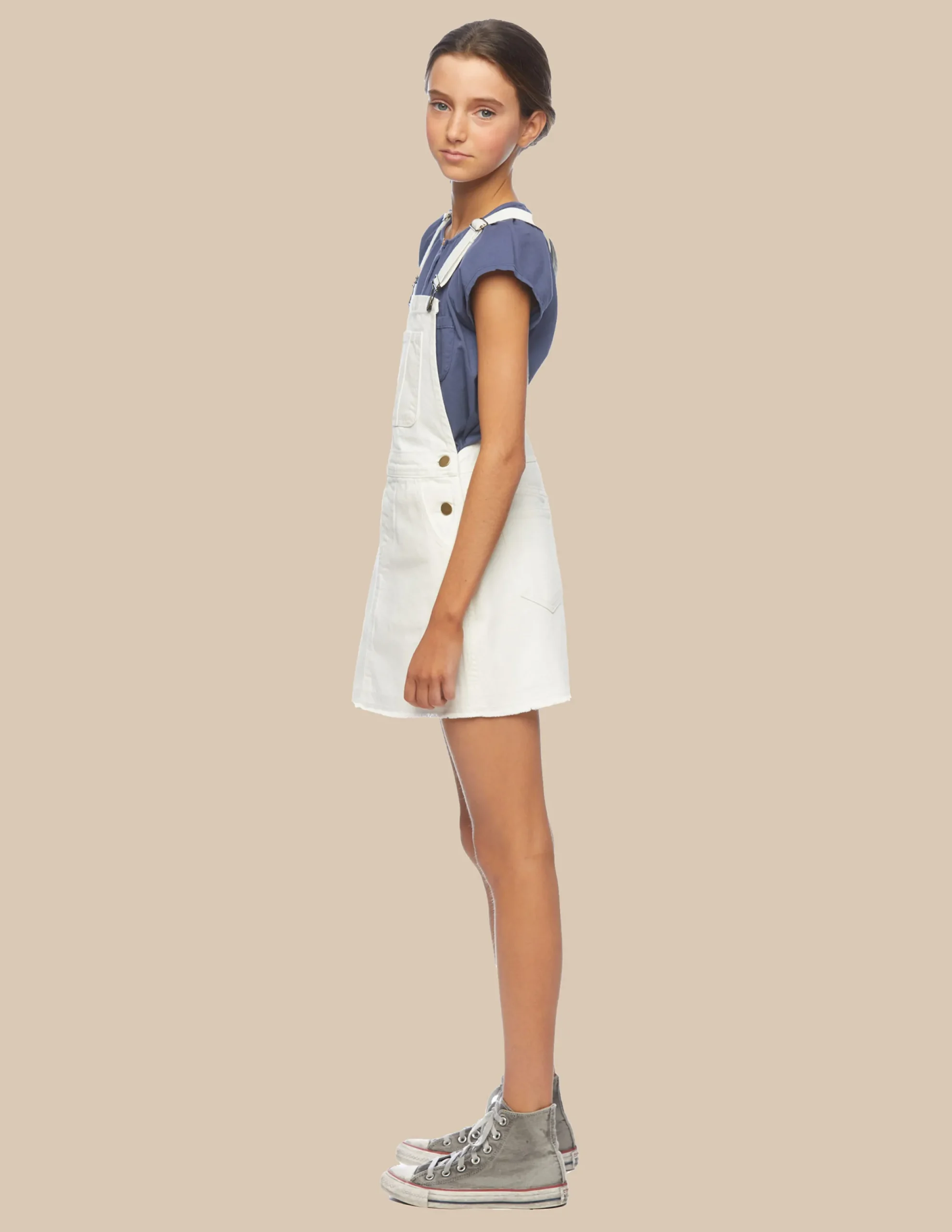 Nicoli Denim|Skirts<White Denim Pinafore Dress Blancos