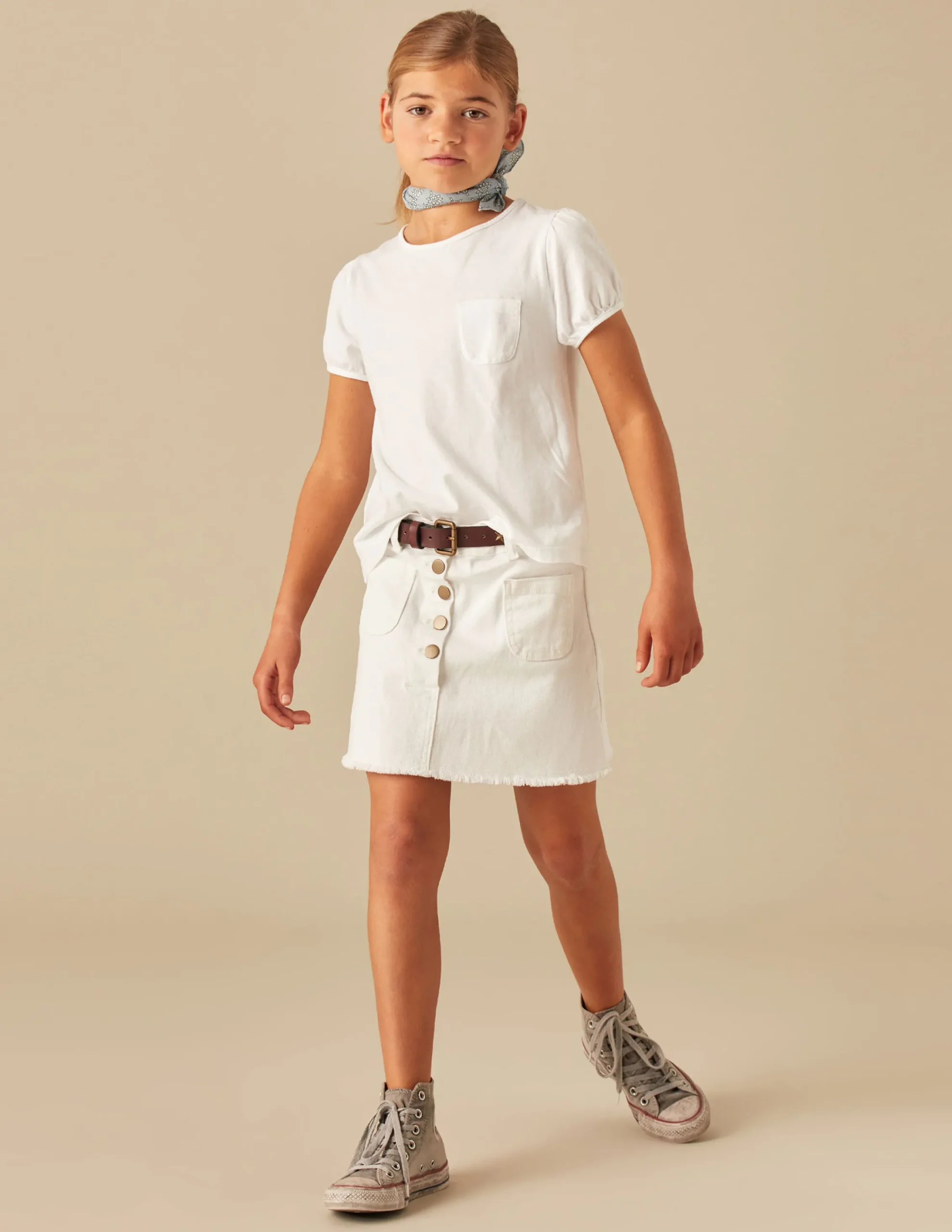 Nicoli Skirts|Denim<WHITE DENIM SKIRT Azules claros