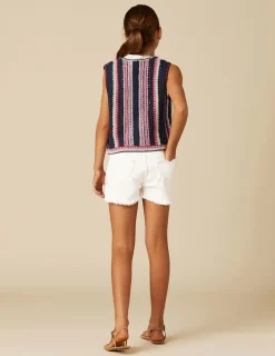 Nicoli Denim|Shorts<White Heart Pocket Shorts Azules claros